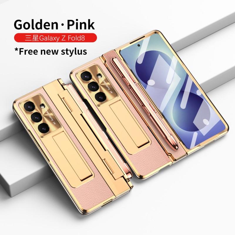 Тонкий кожаный чехол для Galaxy Z Fold8 Fold7 со слотом для стилуса, противоударный, с подставкой, премиальная PU обложка