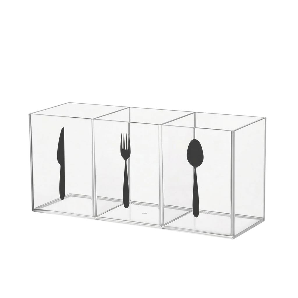 Cutlery Organizer Box with Separate Compartments for Knife Fork Spoon Storage Kitchen Drawer Utensil Holder Container