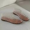 Fashion Women's New Flat Sandals with Hollow Transparent Color Mesh Jelly Shoes Woman Daily Walking Flats Plus Size 41 Soft PVC Footwear