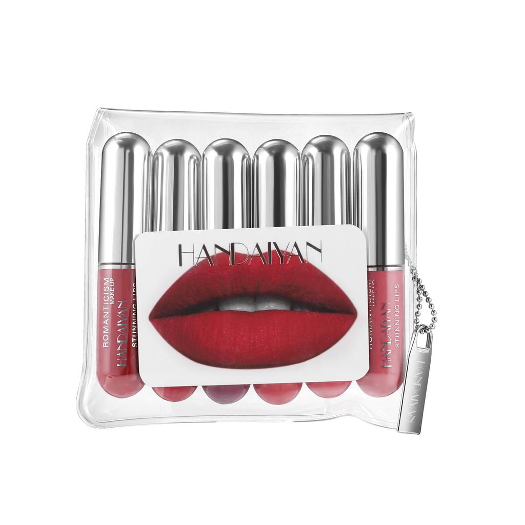 HANDAIYAN12 Цветная капсула для губ с красной глазурью Набор прочных водостойких матовых губ с антипригарным покрытием
