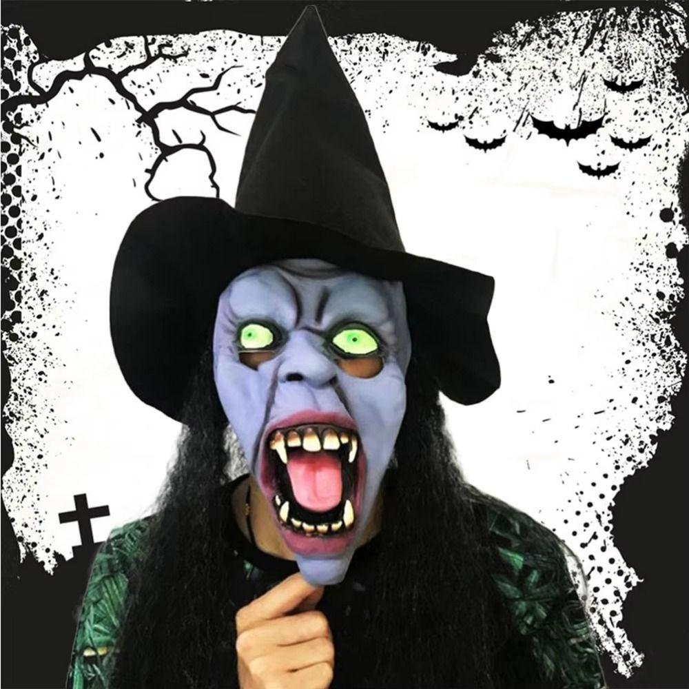 Breathable Halloween Witch Mask Lightweight Witch Mask with Hat Theatrical Performance
