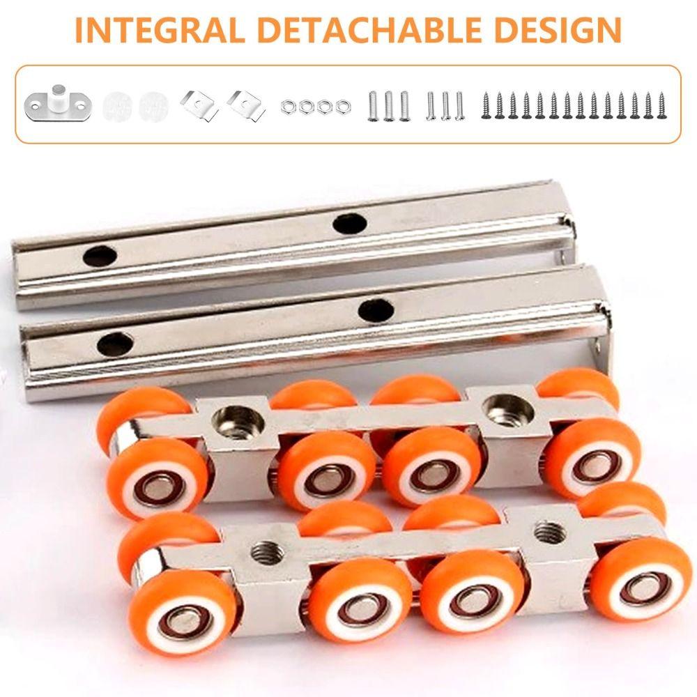 2 PCS Easy To Use Sliding Door Kit External Rail Sliding Casters Wide Applications
