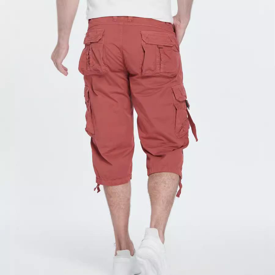 Летние мужские шорты длиной ниже колена 3/4, мужские брюки-капри с несколькими карманами из твила, рабочие брюки-карго