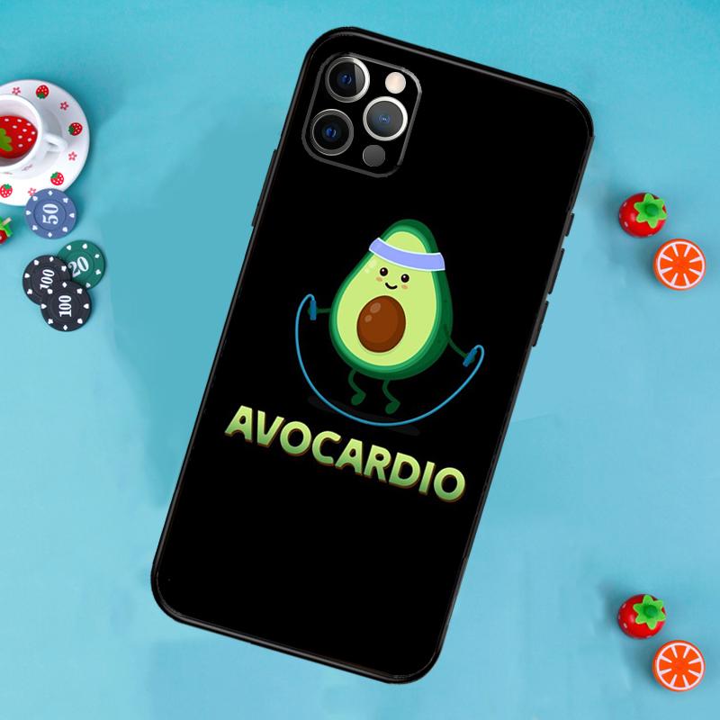 cute cartoon Avocado Fitness Phone Case For iPhone 17 Air 16 15 14 13 11 12 Pro Max 13 12 mini 15 16 Plus 16e Cover Funda