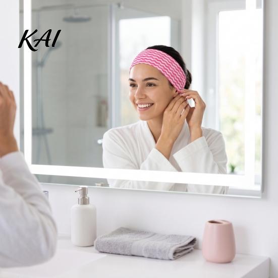 Comfortable Home Leisure Headbands Elastic Wide Headband for Women, Non-Slip Stretchy Hair Band with Star Polyester Sweat Bands Wave Print Yoga