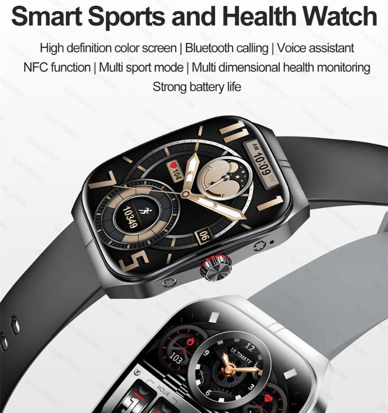 2025 Новые умные часы с NFC AMOLED-экран Всегда показывает время Bluetooth-звонок Серия 9 Часы Пользовательский циферблат Мужские Спортивные Здоровье Женские Смарт-часы