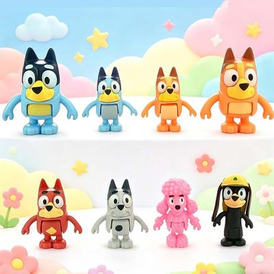 Игрушки Модель 8 шт./комплект Блуи Бинго Аниме Фигурка Сникерс Коко ПВХ Подвижные Суставы Фигурка Действия Куклы Украшение на День Рождения Подарки Дети