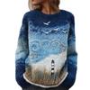 Womens Fall Winter Soft Floral Knit Sweater Round Neck Long Sleeve Outerwear Innerwear
