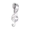 Vintage Silver Microphone Brooch Ladies Men'S Musical Note Pin Gift
