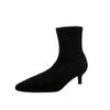 Fashion Comemore New Women Sexy Sock Boots 2025 Autumn Thin High Heels Pointed Toe Solid Black Suede Fashion Ankle Boots Women's Shoes