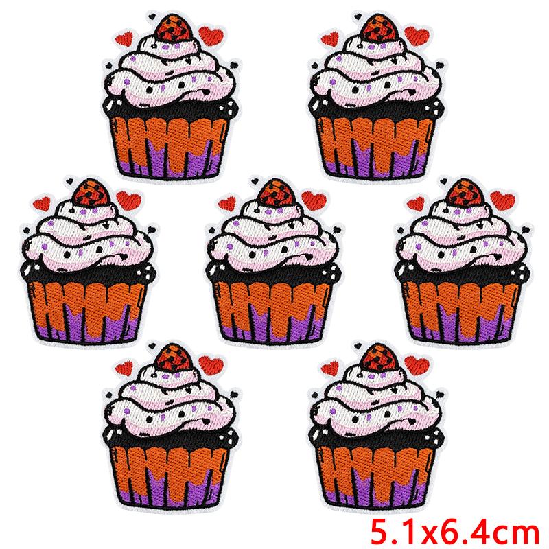 10 шт. Милые мультяшные вышитые нашивки DIY Пудинг Пончики Мороженое Дудл Наклейки Пришивные нашивки для украшения одежды