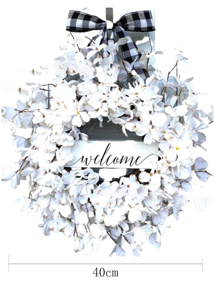 40 см белый венок из форзиции, летний венок, цветочный кластер, венок из фермерского дома на виноградной лозе для празднования, передняя дверь, стена, окно, подвесной рождественский декор