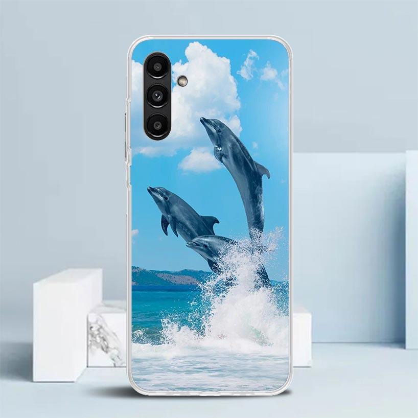 Чехол для телефона с милым дельфином, животным океана, для Samsung Galaxy A17 A37 A57 A16 A15 A14 A13 A56 A55 A54 A53 A36 A35 A34 A33 A26 A25 A24