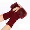 Faux Fur Knitted Fingerless Gloves Warm Touchscreen Plush Gloves New Half Finger Gloves  Women