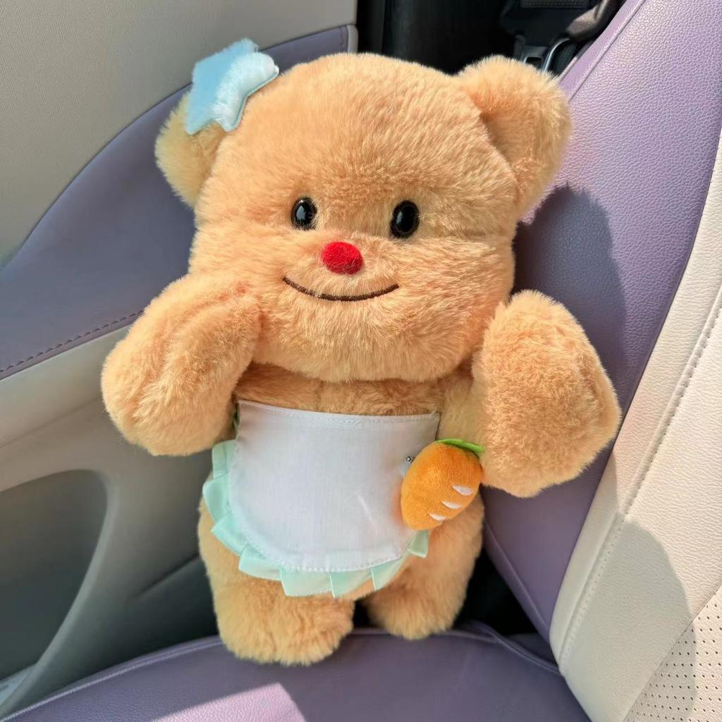 Cute Thai Butter Bear Doll Star Hairpin Apron Bear Rag Doll Plush Toy Doll Children's Gift