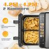 Double-Chamber Air Fryer with Viewing Window, 10 Cooking Programs, Oil-Free Fryer, Hot Air Oven with Touchscreen, Max 200℃