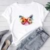 (Азиатский размер)  Футболка с принтом, футболка с акварельной бабочкой, милый тренд, модная женская летняя женская футболка, футболки с короткими рукавами и графикой