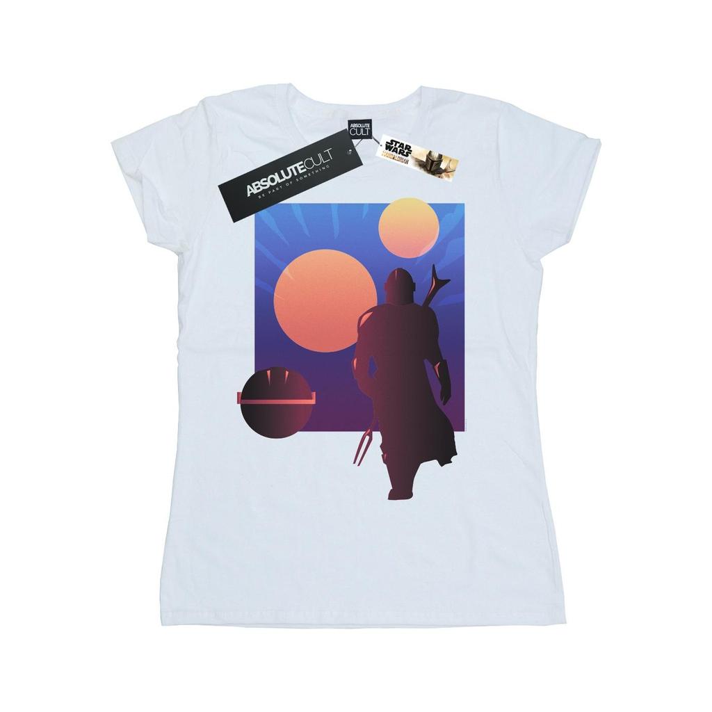 Star Wars Womens/Ladies The Mandalorian Duo Sunset Cotton T-Shirt