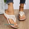 Women Platform Sandals Beach Casual Wedges Flip Flops Open Toe Big Toe Anti-slip Outdoor Shoes Slippers Hollowed Out Rhinestone