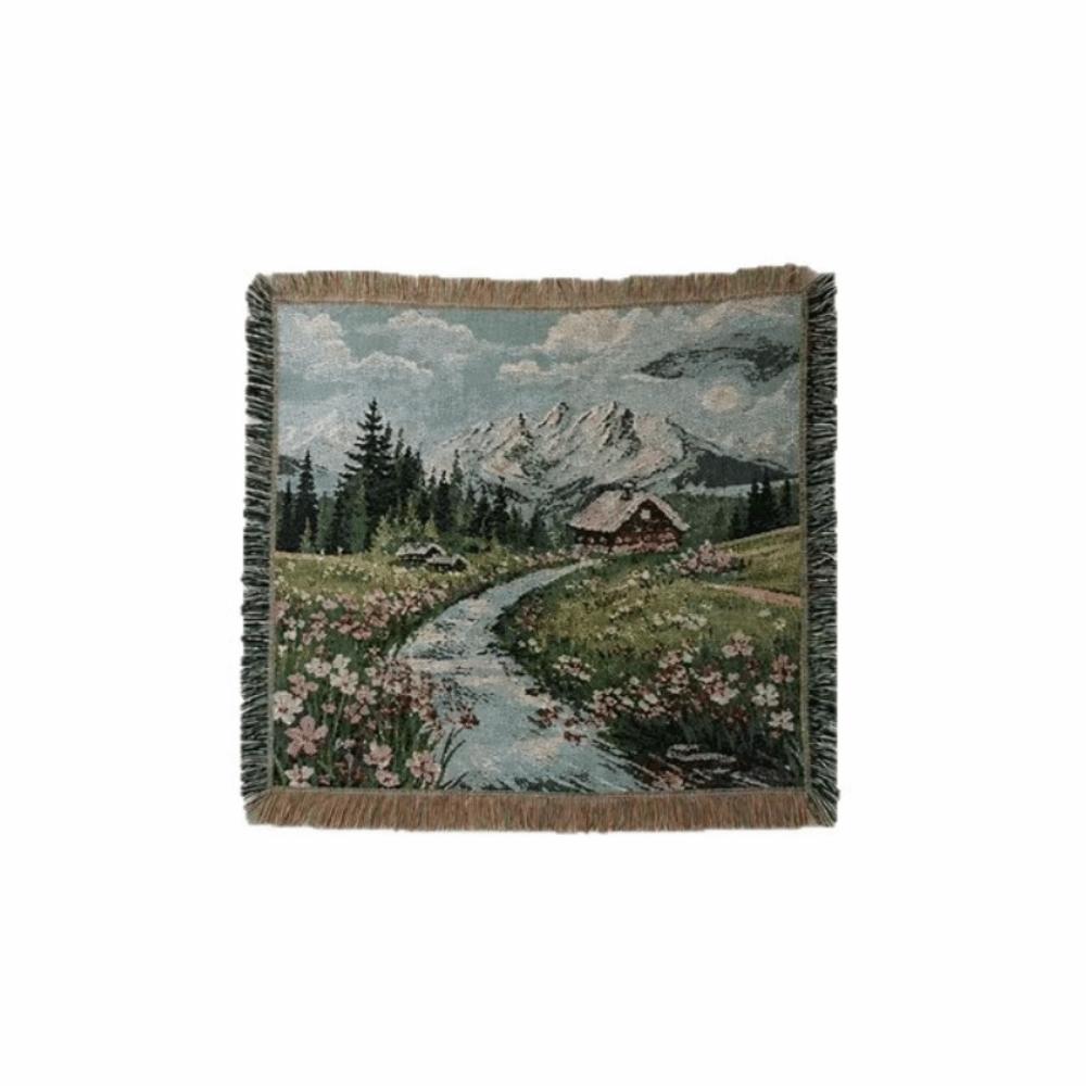 Natural Scenery Landscape Painting Sofa Blanket Nordic Style Wall Decoration Tapestry Camping