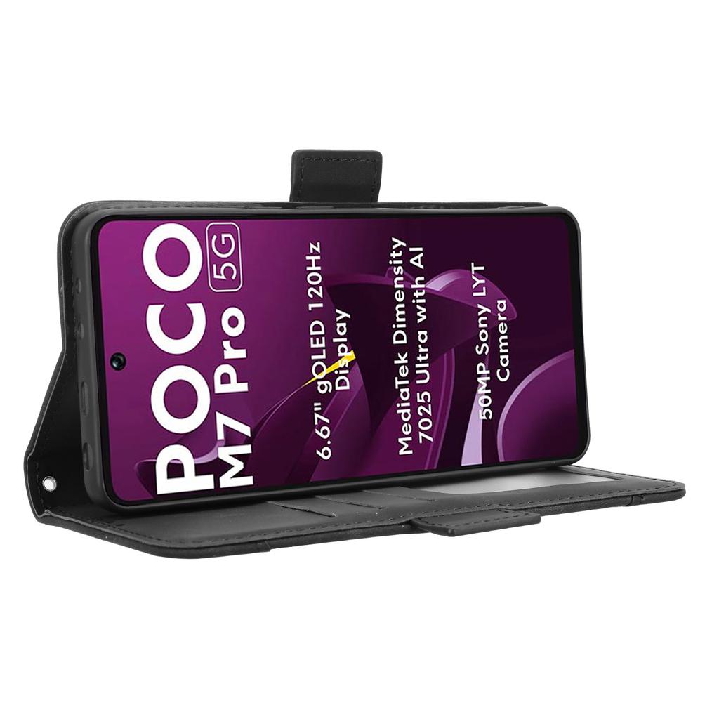 For Xiaomi Poco M7 Pro 5G Leather Case Phone Wallet Cover with Multiple Card Slots