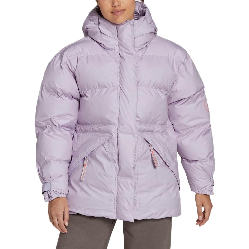 Adidas Solid Color Concealed Zip Hooded Long Sleeve Cotton Jacket Women Outerwear Purple HI6080