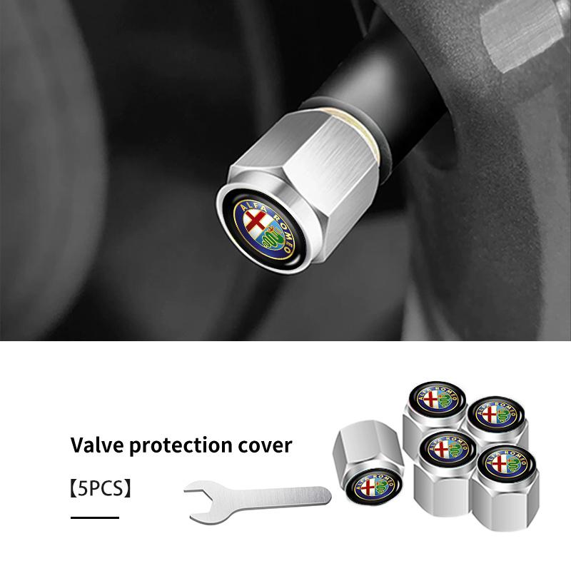 CYJAU1 2026 Hot Alfa Romeo For Alfa Romeo 5pcs Car Metal Wheel Tire Valve cover Cap Car Logo Styling Auto Accessories Giulietta GT 159