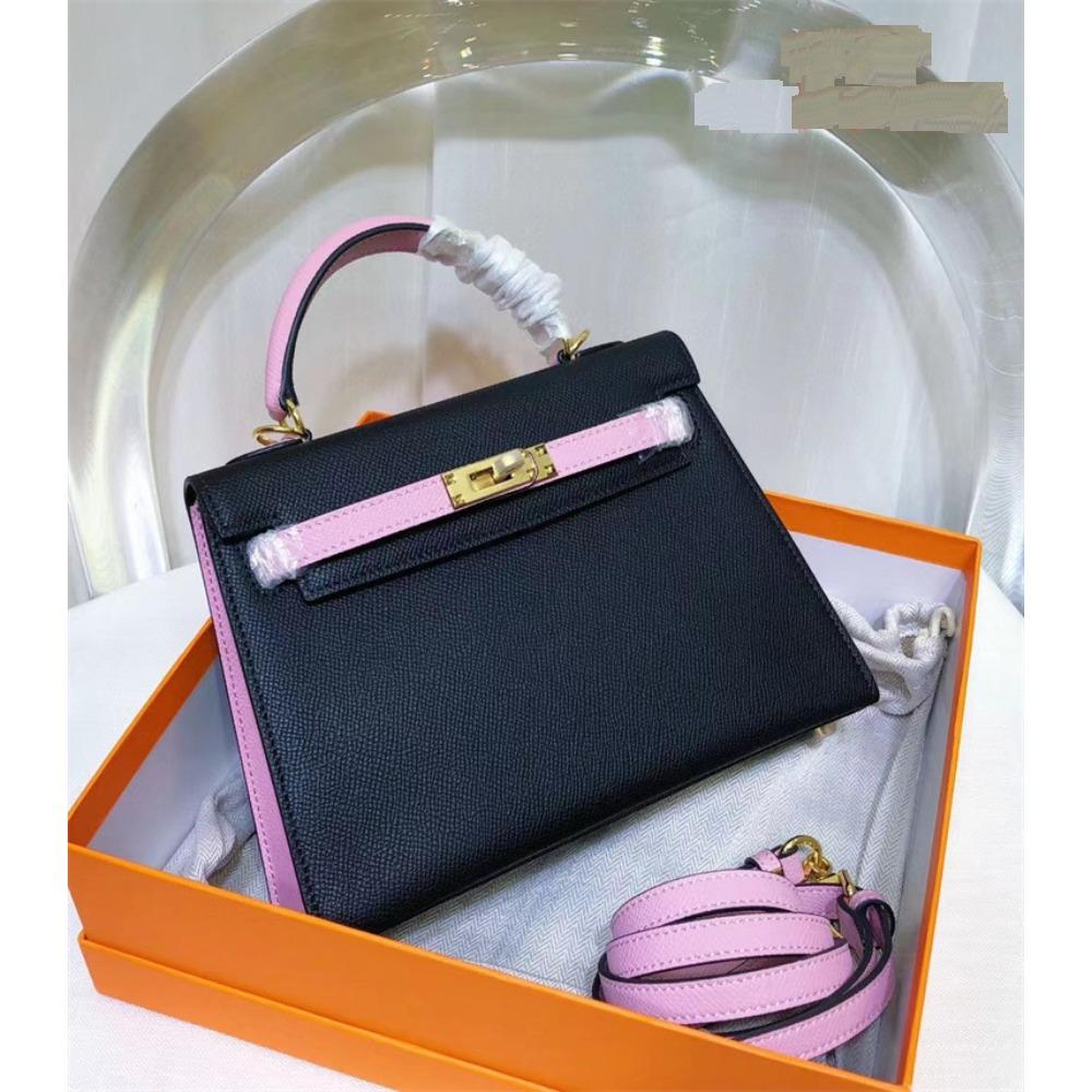 New Palm Pattern Head Layer Leather EP Leather Contrasting Color Blocked Handheld Single Shoulder Crossbody Bag Women's Bag