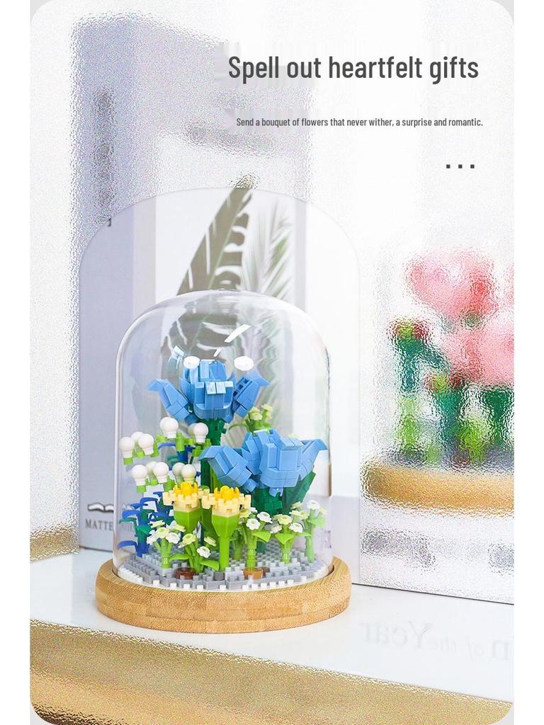 Micro Particle Building Blocks: Sunflower and Rose Bouquet for Valentine's, Qixi, Teacher's Day, and Christmas.