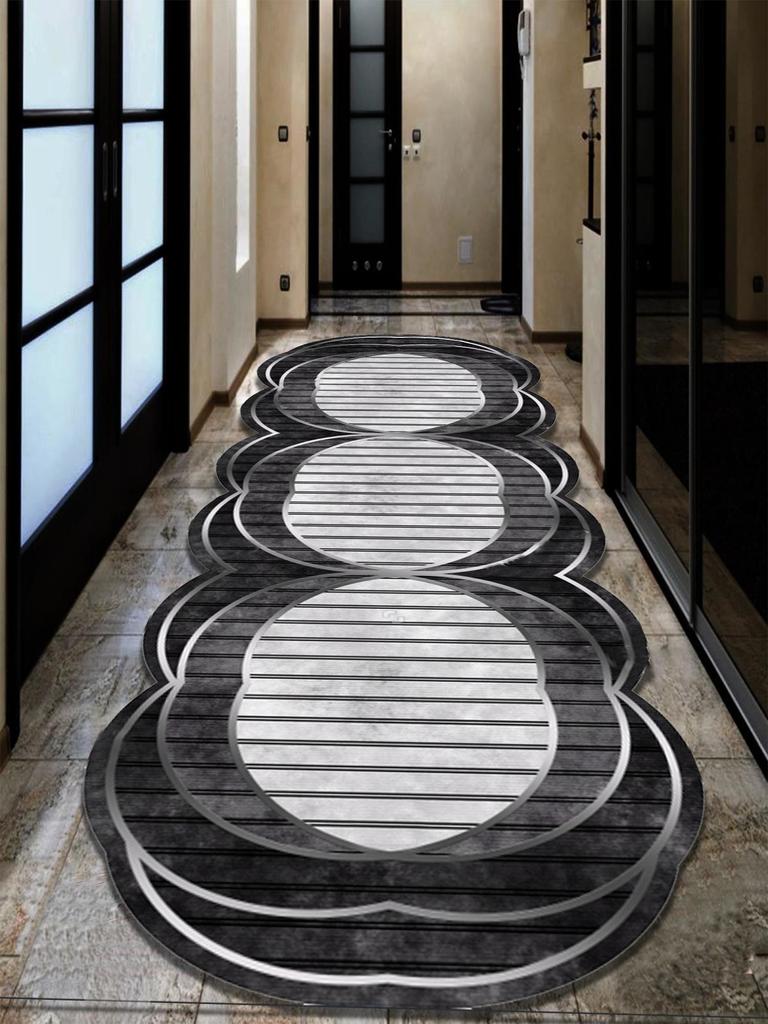 EPeddler Home Современный полосатый узор Цифровая печать Моющаяся нескользящая точечная основа Новое поколение Коврик для кухни, гостиной, прихожей и напольный коврик