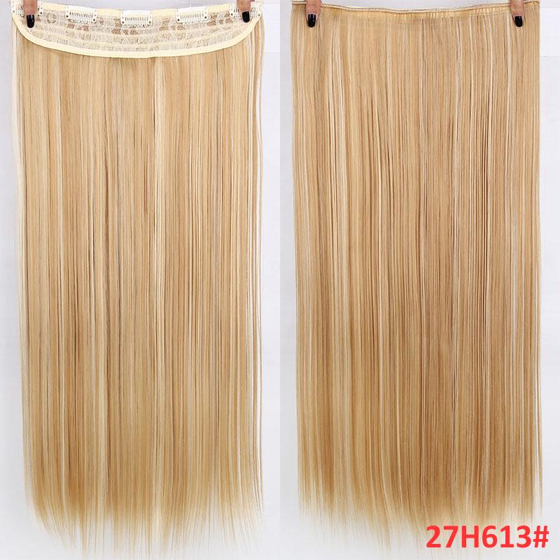 Long Straight Clip In One Piece Synthetic High Temperature Synthetic 5 Clips Hair Pieces
