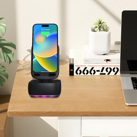 Подставка для сотового телефона с Bluetooth-совместимым динамиком, светодиодной подсветкой, складная вращающаяся настольная подставка, беспроводной динамик с картой памяти TF для планшетов Samsung