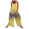 Женские комбинезоны, повседневные комбинезоны с широкими штанинами и принтом, комбинезоны без рукавов с карманами, наряды