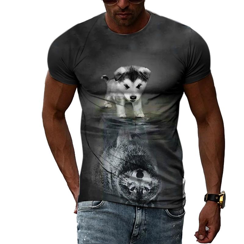 Interesting Animal Dog Graphic T Shirts For Men Summer Fashion Casual Personality Creative Design Street Style 3D Print Tees Top