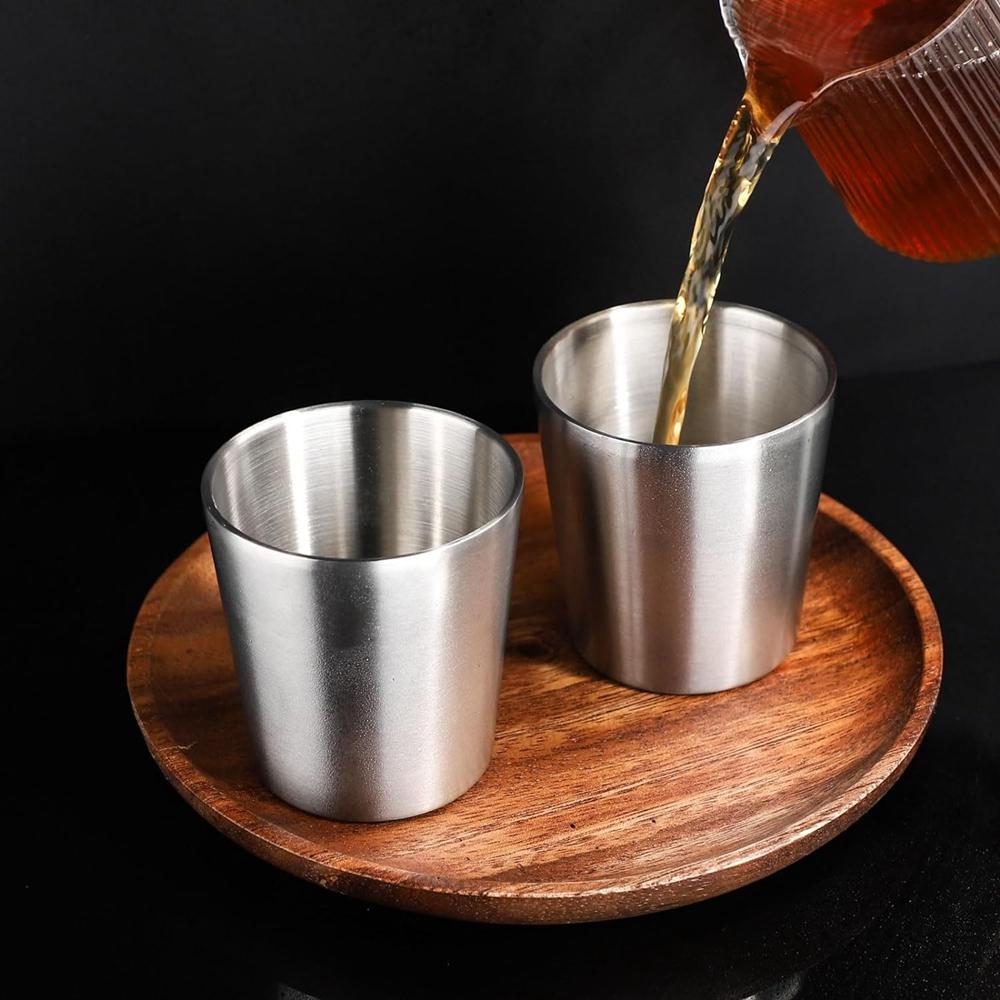 Чашки из нержавеющей стали 10 унций 6 унций Кружки для кемпинга 4 шт. Многоразовые Премиум Металлические Чашки Двойные Стенки Стаканы Для Питья Для Барбекю Домашние Инструменты Для Питья