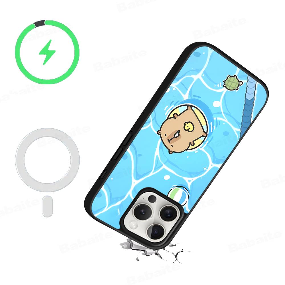 Cartoon Capybara For Magsafe Magnetic Phone Case Wireless PC+TPU For IPhone 11 12 13 14 15 16 17 Pro Max Plus