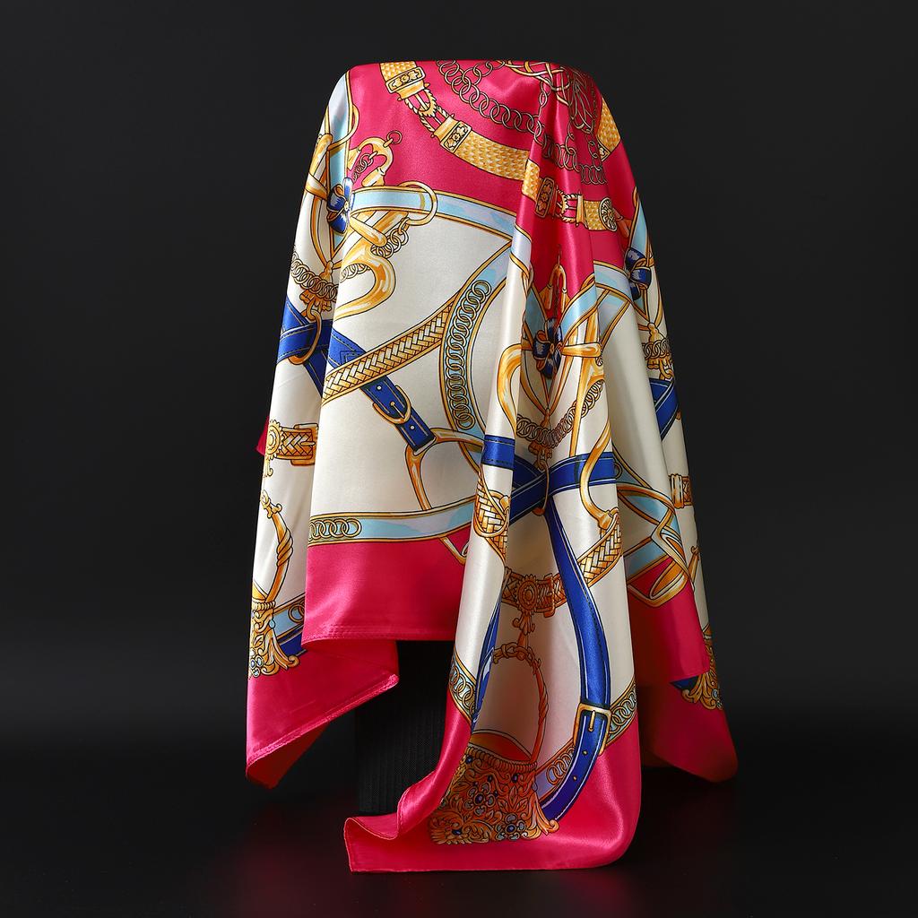 Популярные шали Европа и Америка Модные банданы Новый принт Солнцезащитный 90X90СМ Платок Четыре сезона Роскошные квадратные шелковые шарфы