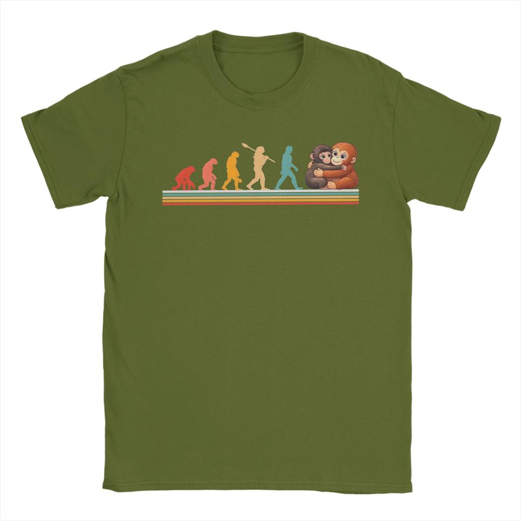 Unisex Funny Evolution Hugging Monkey Punch Primate Science T Shirt Cotton Clothing Short Sleeve Round Neck Tees Printing TShirts
