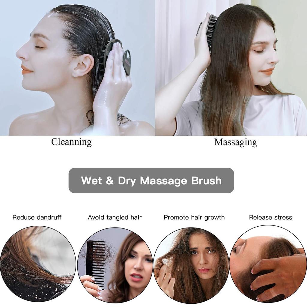 INNERNEED Shampoo 46 Scalp Brush for Cleansing and Wet and Dry Bath Brush with Unisex for All Hair Types Brush, Silicone, Soft, Long-Pronged Massage,