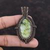Зеленый арагонит, медный кулон, кулон с драгоценным камнем, завернутый в проволоку, ювелирные изделия из зеленого арагонита, кулон ручной работы, медная проволока, ювелирный подарок для мамы