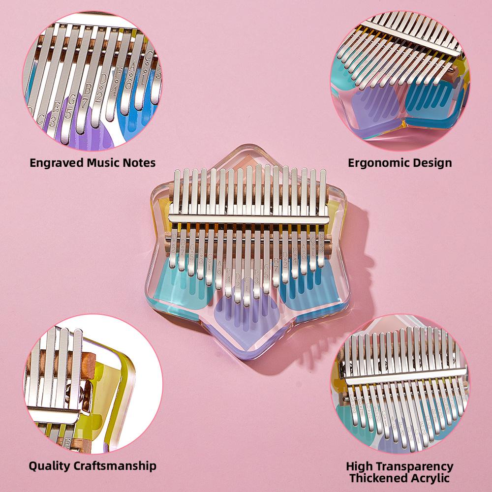 Kalimba Mini Thumb Piano 17 Keys Portable Musical Instrument Cartoon Cute Kalimba Thumb Piano Music Box Gift for Beginners Interesting Party Travel