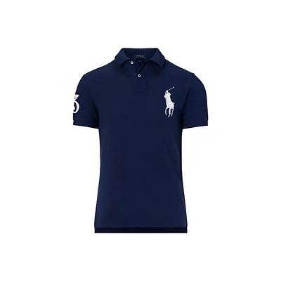Polo SS23 Pattern Вышитый Приталенная Рубашка Поло с Коротким Рукавом Мужские Рубашки Поло Темно-Синий 710907394002