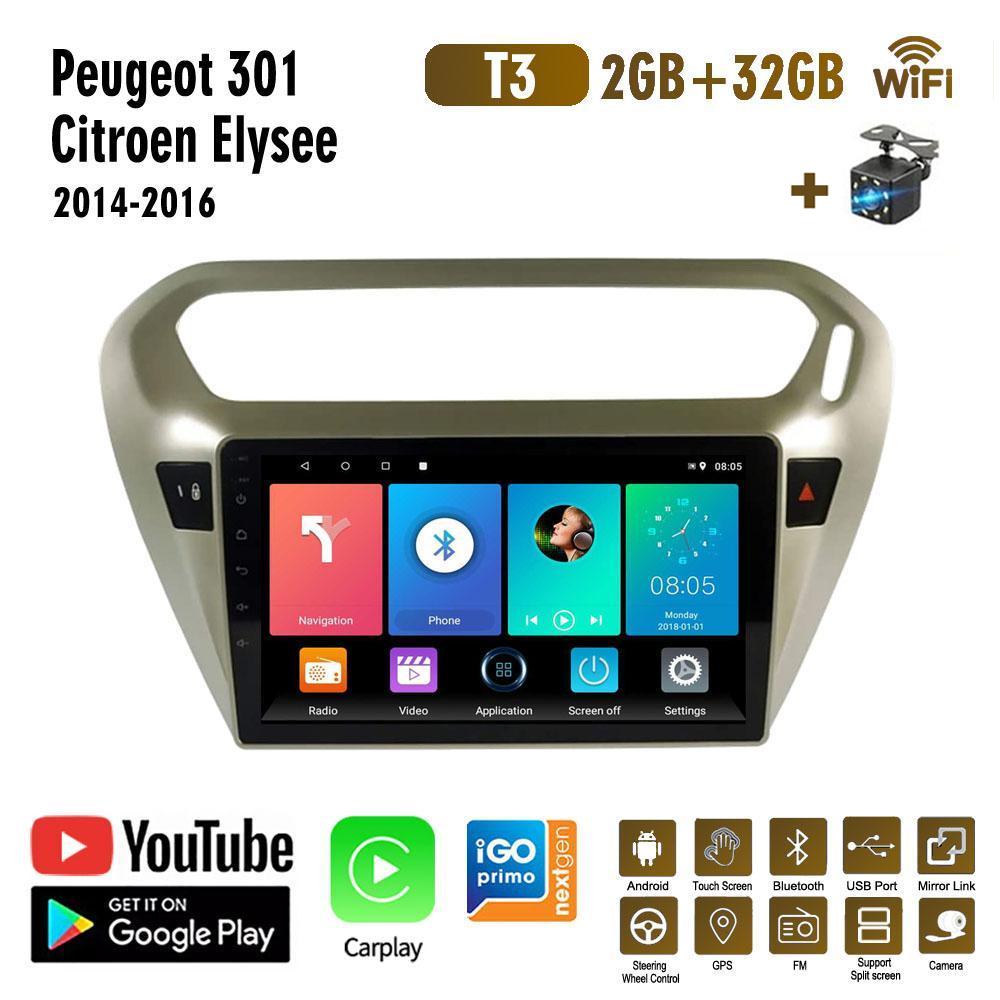 Android для Peugeot 301 для Citroen Elysee 2013-2016 2din автомобильное радио стерео мультимедийный плеер навигация Carplay WIFI 2 + 32 ГБ