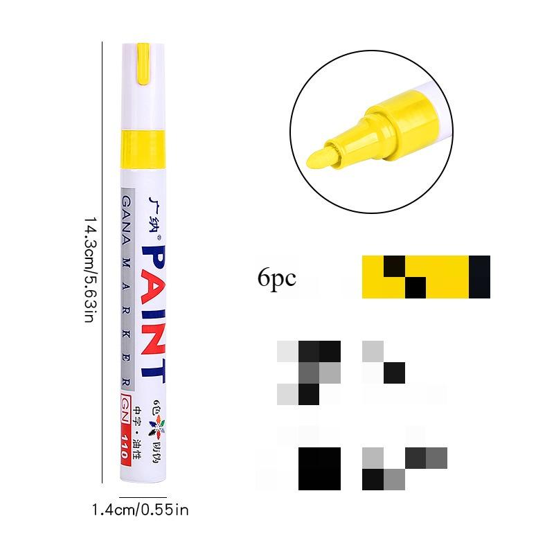 6 шт. цветные маркеры на основе перманентной краски, водонепроницаемые белые маркеры для протектора шин, резины, ткани, краски для металла, 12 цветов, маркеры для краски