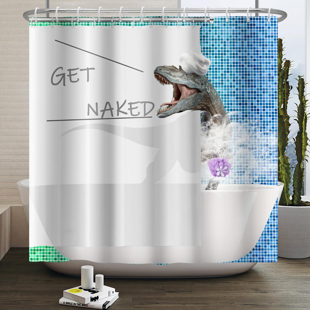 Забавная шторка для душа с динозаврами для ванной комнаты, милая шторка для ванной с животными, крутая шторка для ванной с динозаврами для детей, водонепроницаемая шторка для ванной, декор