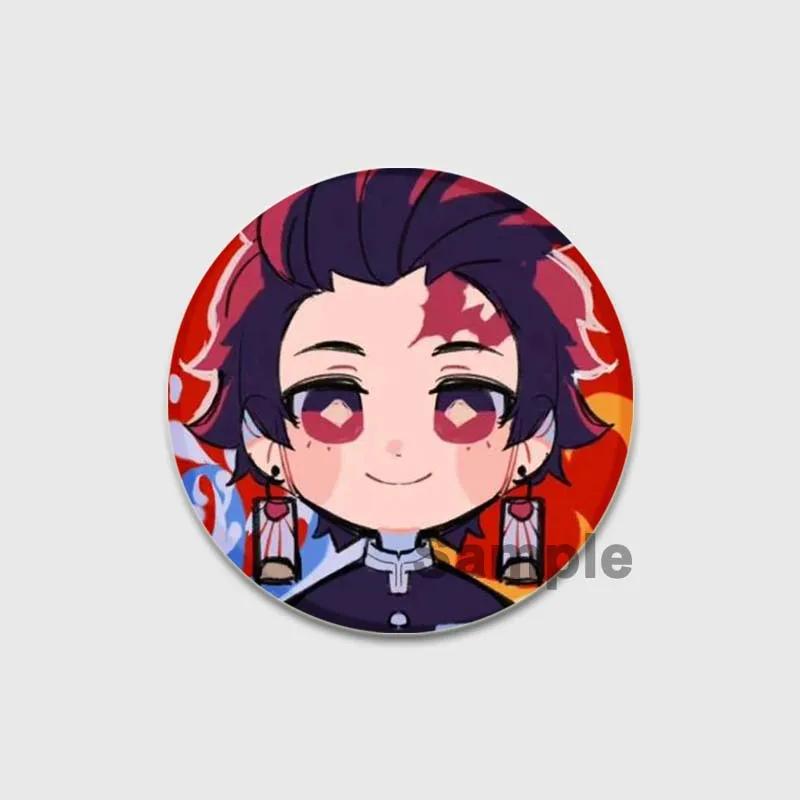 32/44/58mm Round Anime Brooches Kamado Tanjirou Tsuyuri Kanao Hashibira Inosuke Rengoku Kyoujurou Agatsuma Zenitsu Akaza Badge Lapel Pins