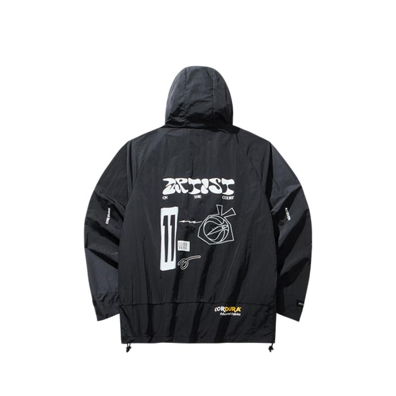 Anta Баскетбольная серия Letter с капюшоном на молнии дышащая куртка унисекс базовая куртка-черный 172431604-1