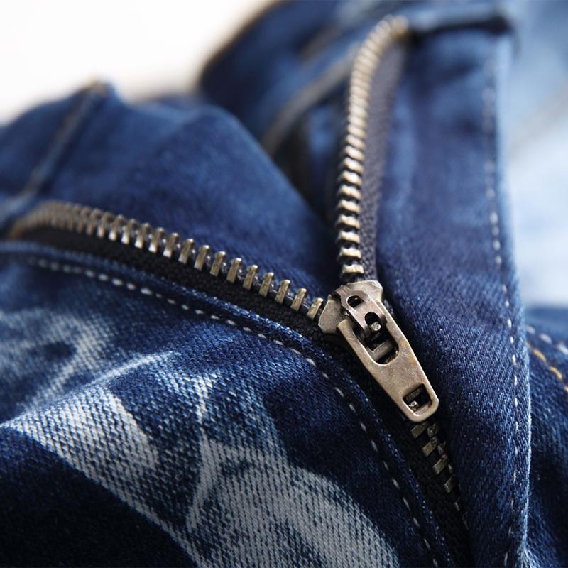 Мужские джинсы, модные брюки, европейские и американские рваные джинсы, хлопковые брюки с принтом, тонкие джинсы высокого качества для мужчин