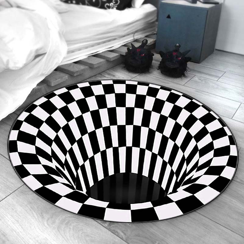 Круглые коврики Vortex, 3D напольный коврик, ковер, визуальный для гостиной, бездонное отверстие, ковер с оптической иллюзией, вихревой принт, круглый сетчатый коврик, игрушки для собак