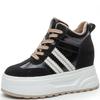 10CM Genuine Leather Platform Wedge Chunky Sneaker Hidden Heels Casual Breathable Fashion Spring Autumn Walking Vulcanize Shoes